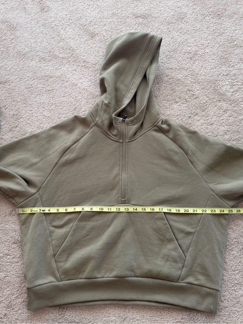 The Athleta Forever Fleece Half Zip Hoodie in Olive - size L - Picture 13 of 13